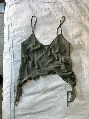 Wilfred Olive Ruffle Wrap Cami Top